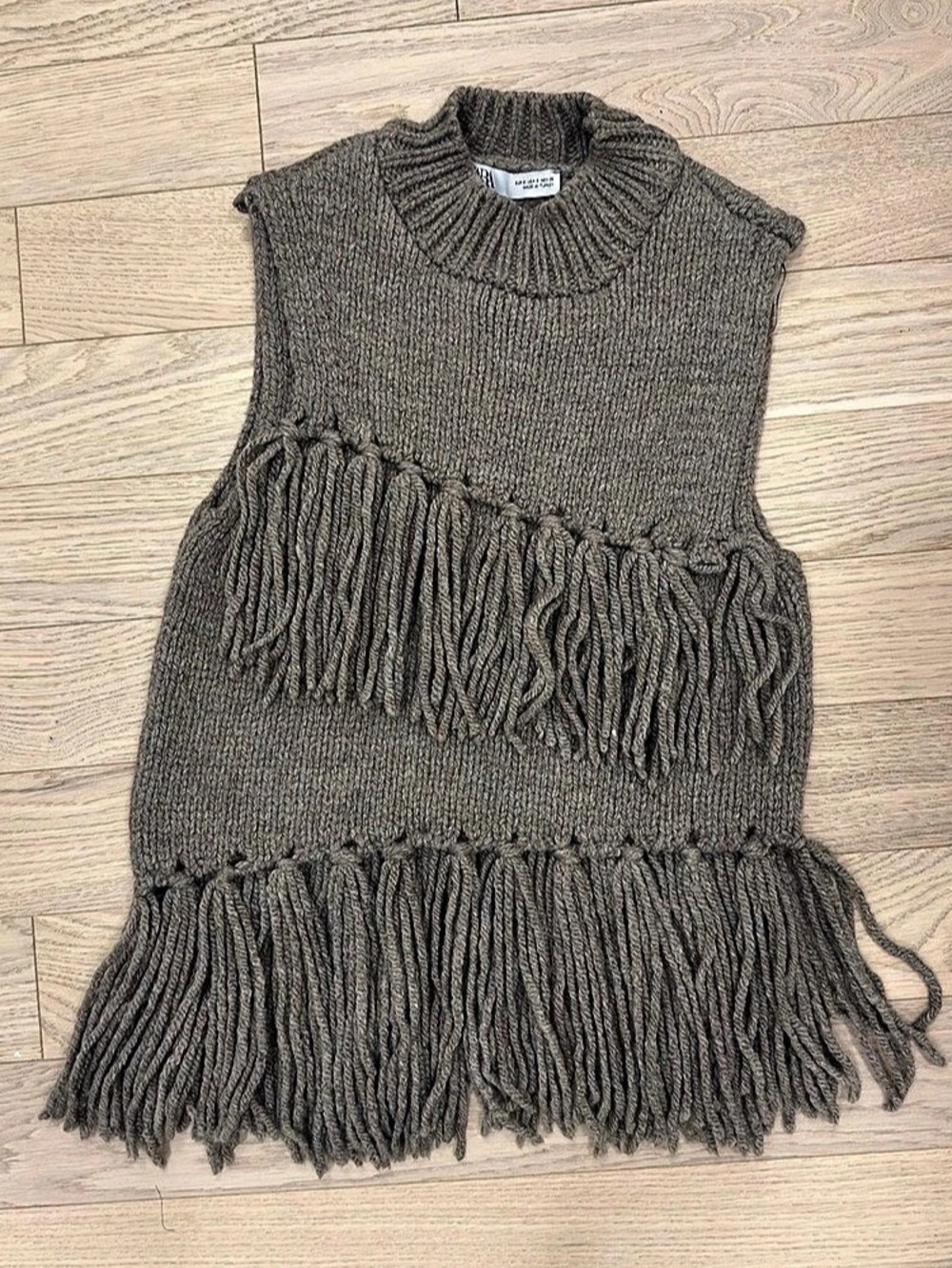 Zara Fringed Turtleneck Sweater Vest - Size Small